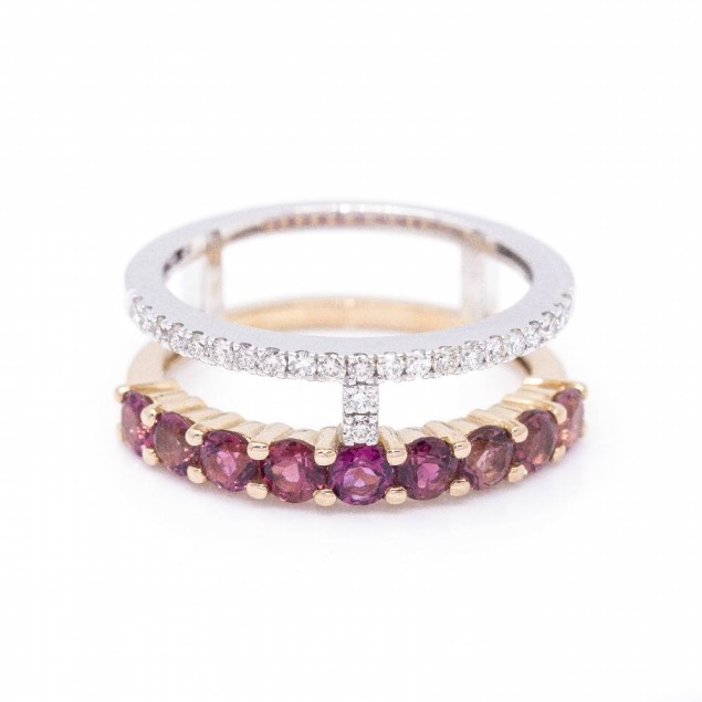 Bague en tourmalines et diamants....