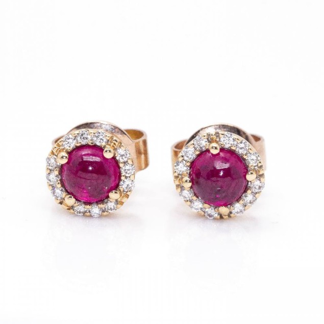 Pendientes de Oro Rosa y Rubis....