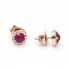 Boucles d'oreilles en or rose et rubis. Neuves