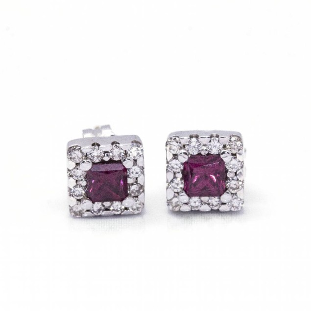 Boucles d'oreilles en Rhodolite et Or...