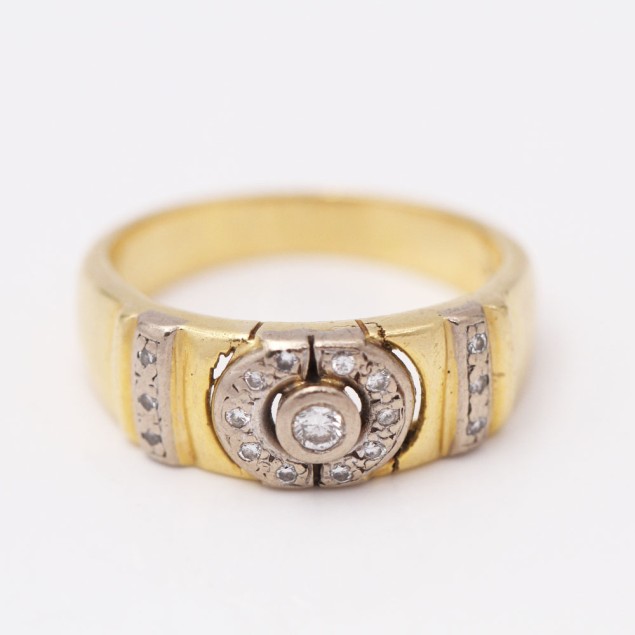 Anillo gallonado de oro 18k con...