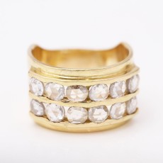 Anneau de mariage double en or 18k avec diamants d\'occasion