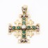 Colgante cruz de oro 18k con esmeraldas y diamantes