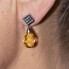 Boucles d'oreilles BRIOLE Citrine et Diamants. Neufs