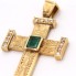 Pendentif croix en or 18k avec émeraude et diamants d'occasion