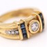 Anillo de oro 18k con circonita, zafiros y diamantes