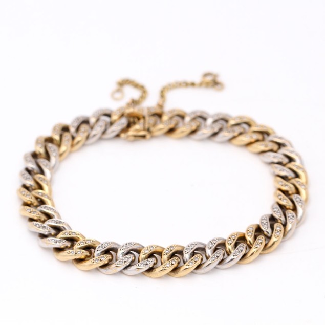 Pulsera barbada de oro 18k con...