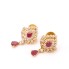 Boucles d'oreilles en or 18 carats avec rubis et zircon seconde main