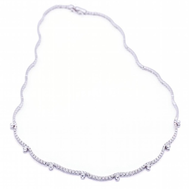 Collier VAGUES en or blanc et...