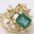 Anillo de oro 14k con esmeralda y diamantes de segunda mano