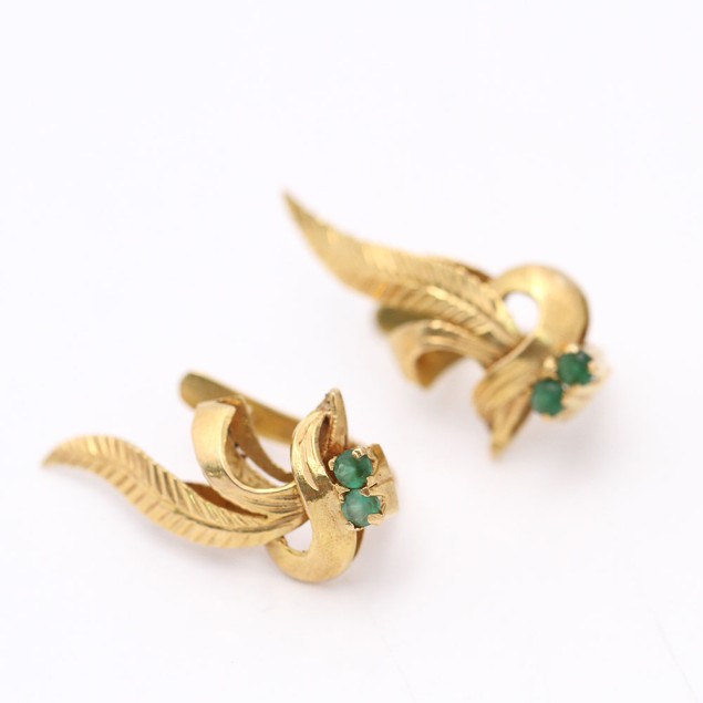 Pendientes de oro 18k con esmeraldas...