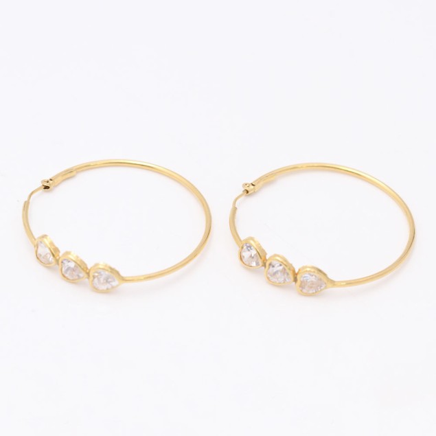 Aros corazones de oro 18k con...