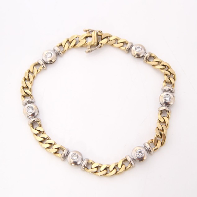 Pulsera alternada de oro 18k con...