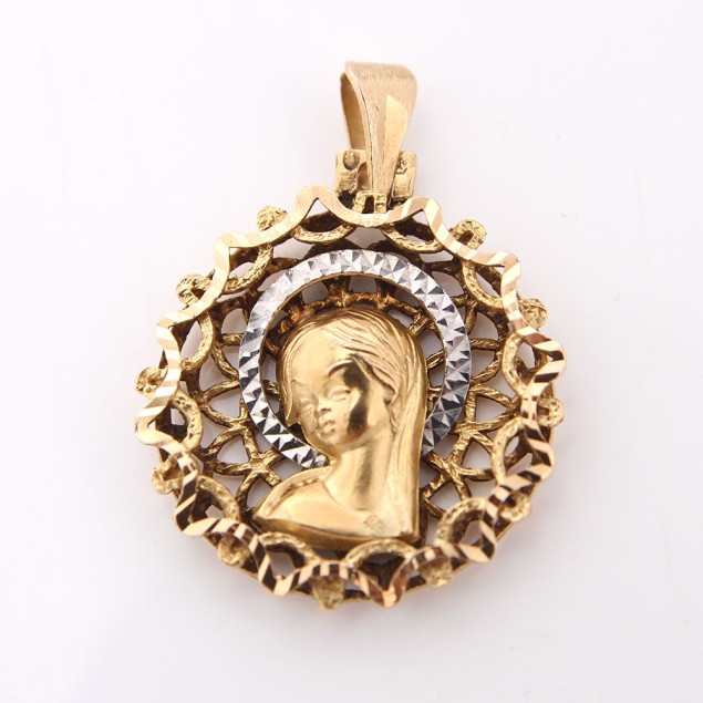 Médaille de la Vierge en or bicolore...