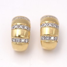 Boucles d\'oreilles en or 18k avec 3 bandes de diamants d\'occasion