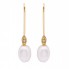 Boucles d\'oreilles avec perle ovale et diamants. Neuves