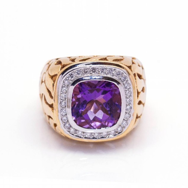 Anell AMETHYST Bicolor amb Diamants....