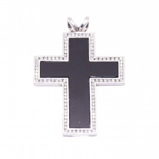 Pendentif CROIX en DIAMANTS en or blanc. Neuf