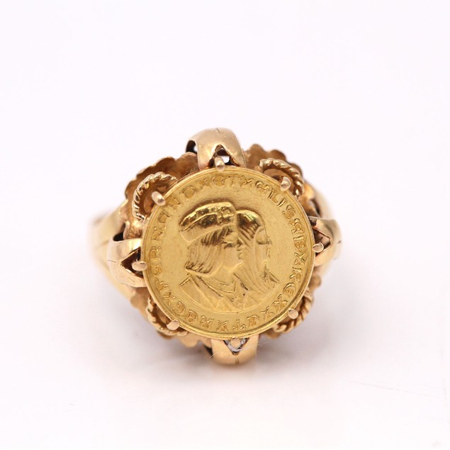 Anillo moneda de oro 18k de segunda mano