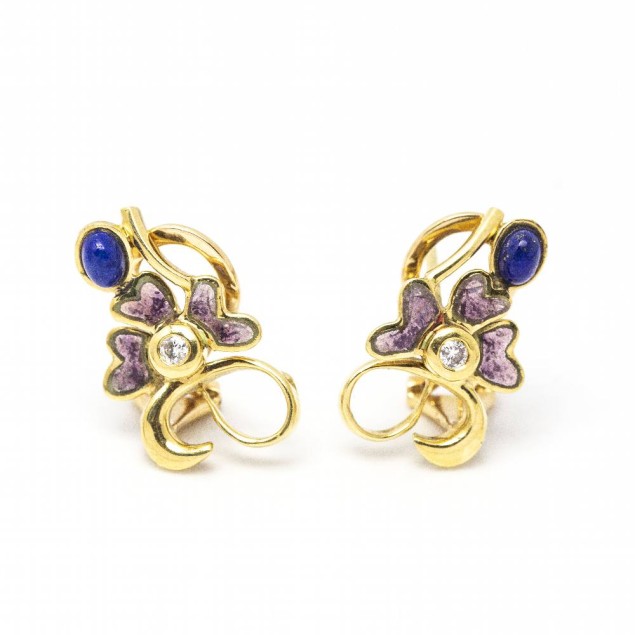 Boucles d'oreilles en lapis-lazuli,...