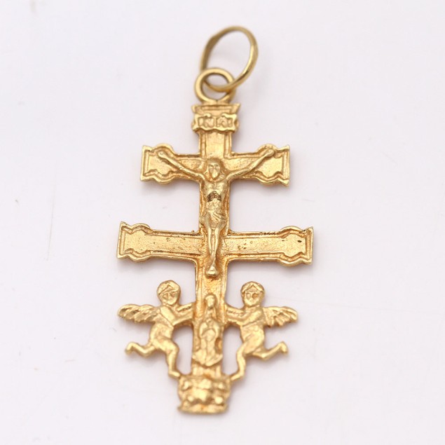 Colgante cruz de caravaca de oro 18k...