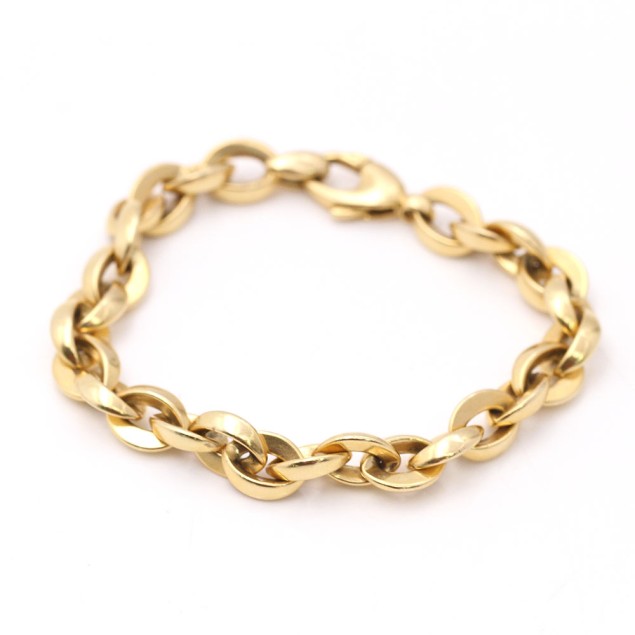 Pulsera semi hueca de oro 18k de...