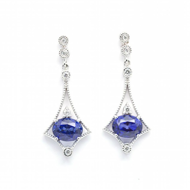 Boucles d'oreilles TANZANITE en or et...