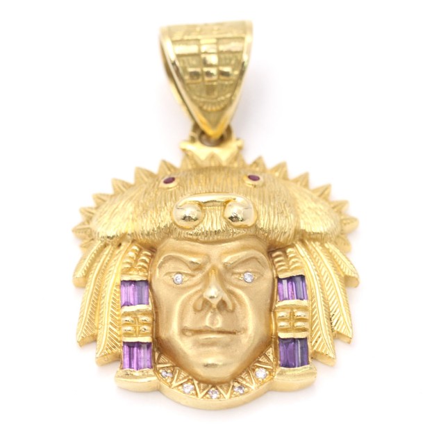 Colgante azteca de 18k de segunda mano