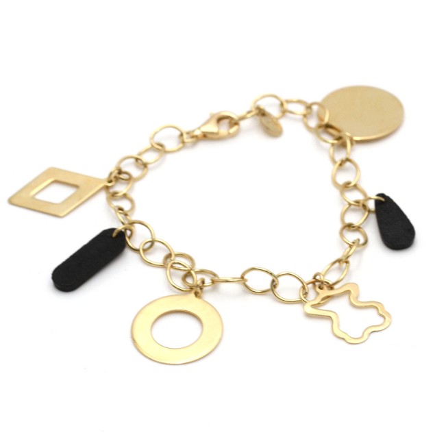 Pulsera TOUS de oro 18k con cuero de...