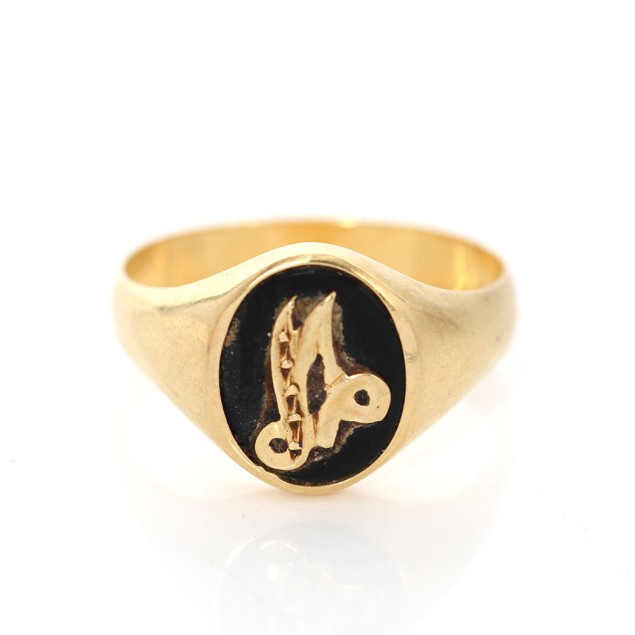Sello con inicial M de oro 18k con...