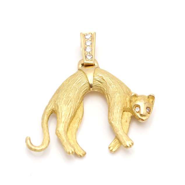 Pendentif félin en or 18k avec...