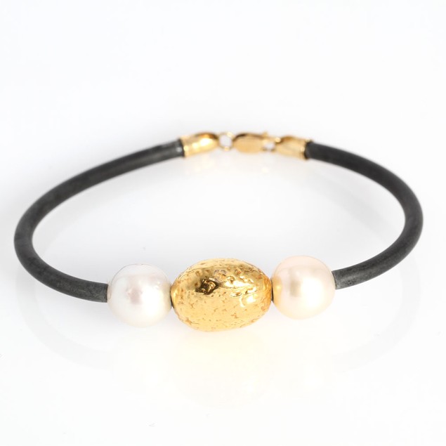 Pulsera de oro 18k con perlas y...