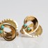 Boucles d'oreilles ovales en or 18k d'occasion avec turquoises