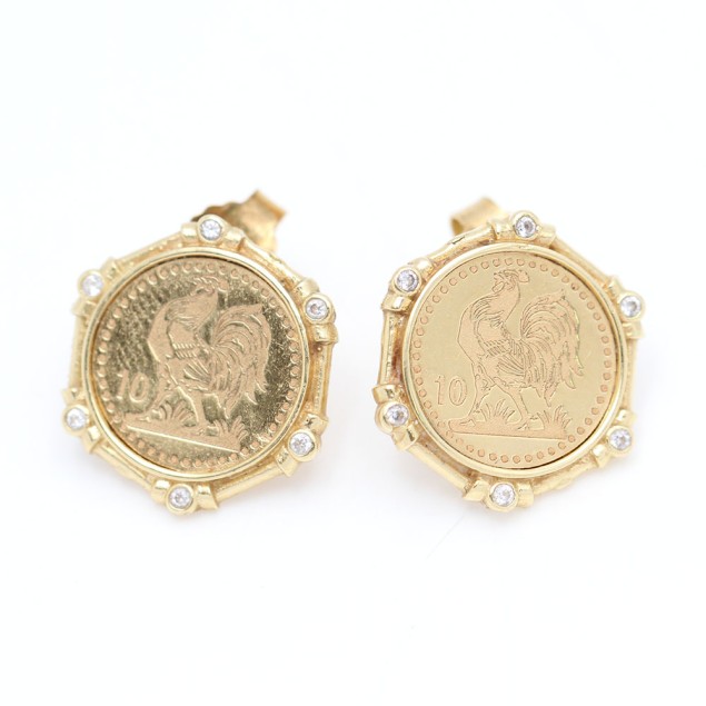 Pendientes moneda 10 francos de oro...