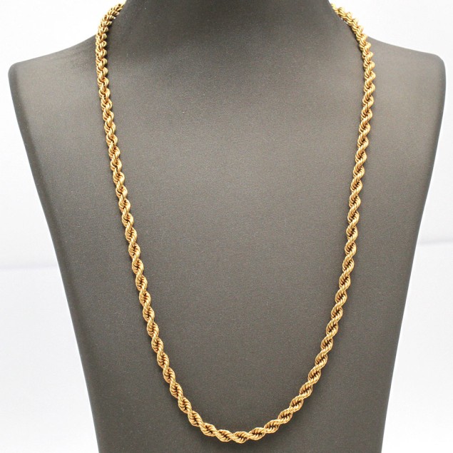 Cordón semi hueco de oro 18k de...