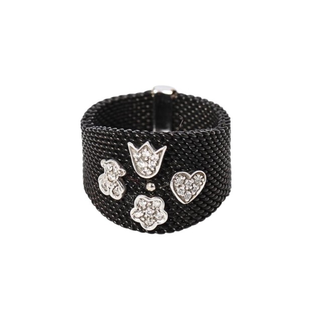 Bague TOUS en acier inoxydable noir,...