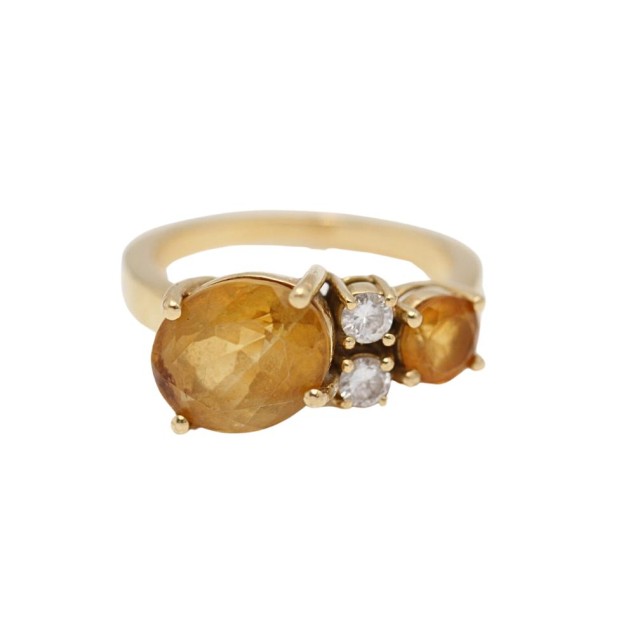 Anillo de oro 18k con citrinos y...