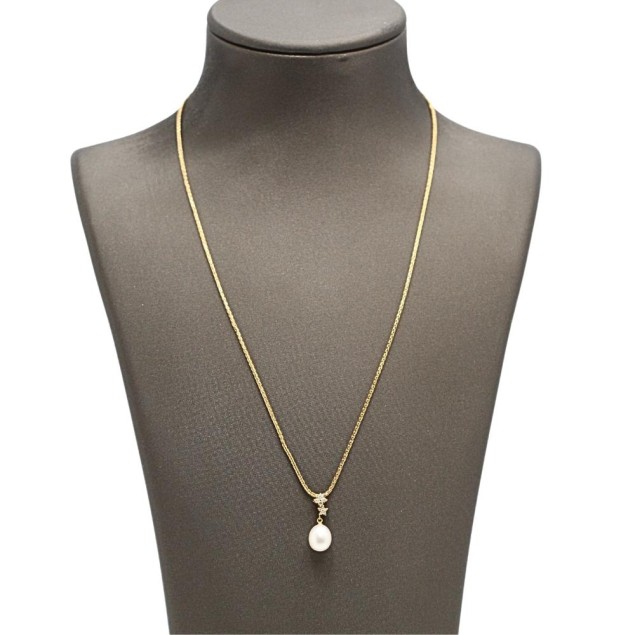Collar de oro 18k con perla y...