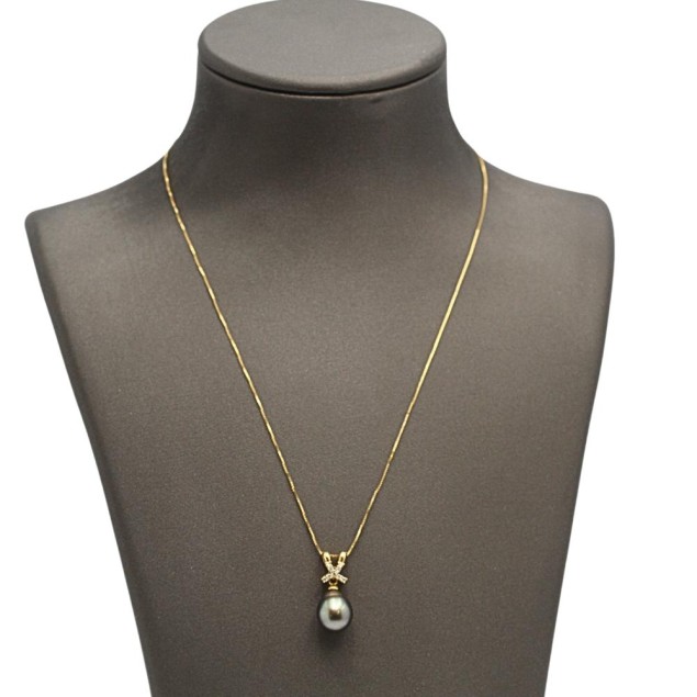 Collar de oro 18k con perla...