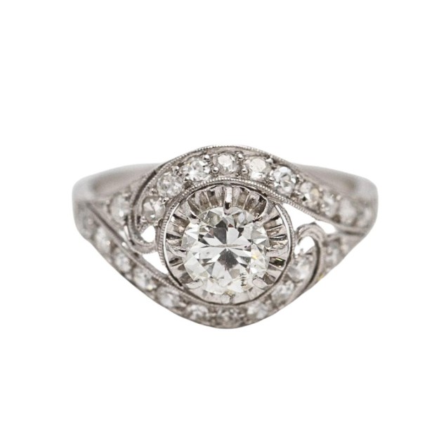 Anillo estilo vintage de oro 18k con...