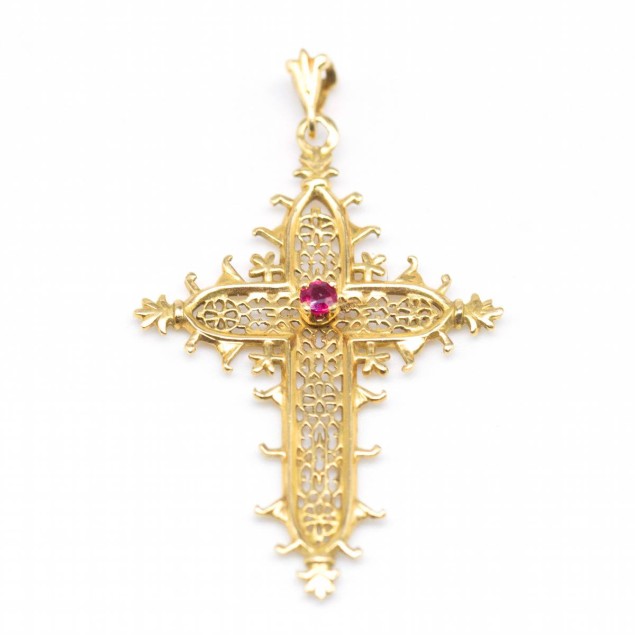 Pendentif Croix ISABELINE en or jaune...