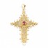 Pendentif Croix ISABELINE en or jaune avec rubis