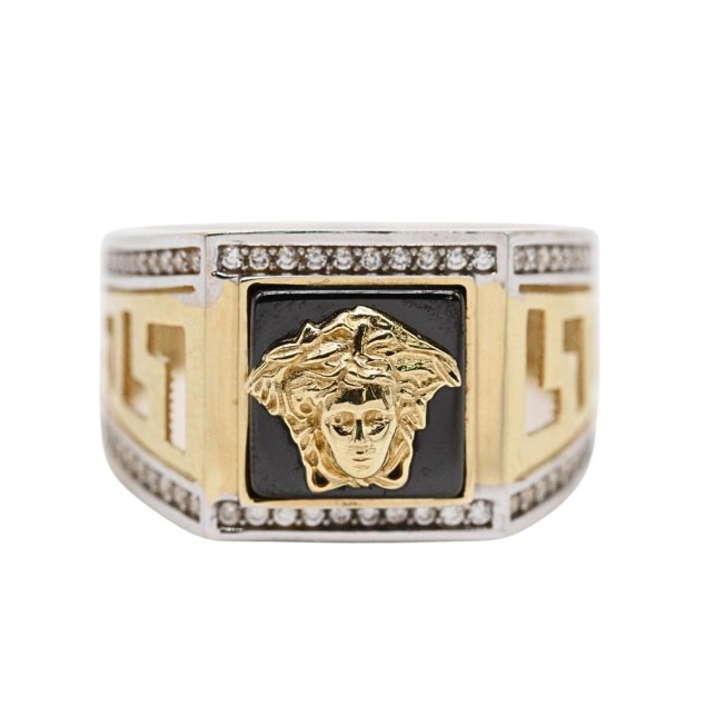 Sello estilo versace oro 18k con ónix...