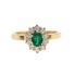 Anillo rosetón de oro 18k con esmeralda y diamantes 2ª mano