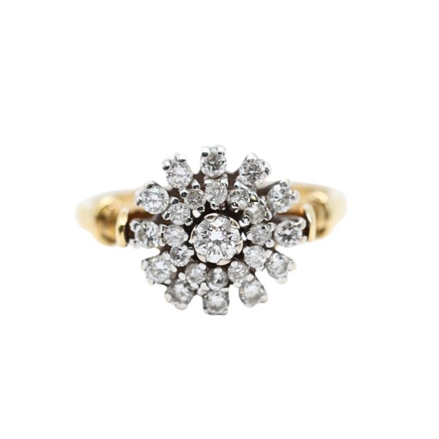 Anillo rosetón de oro bicolor 18k con...