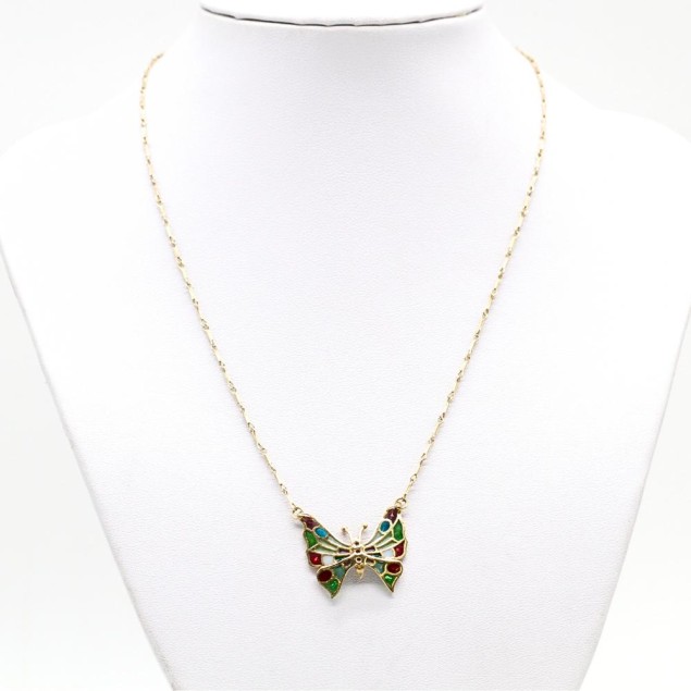 Collier papillon en or 18k avec...