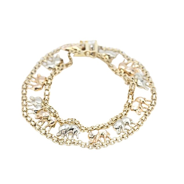 Pulsera elefantes de oro 18k de...