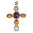Pendentif en or CROSS avec topaze, améthyste et citrines