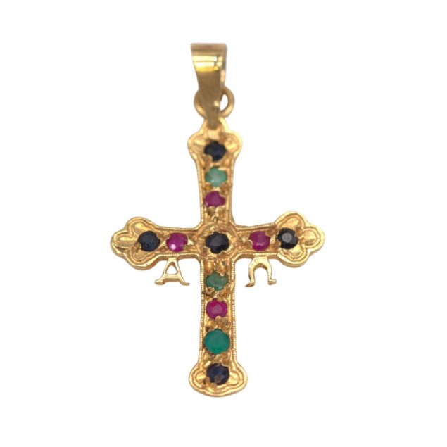 Pendentif CROIX en or et pierres...