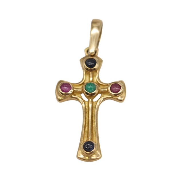Pendentif CROIX en or jaune et...